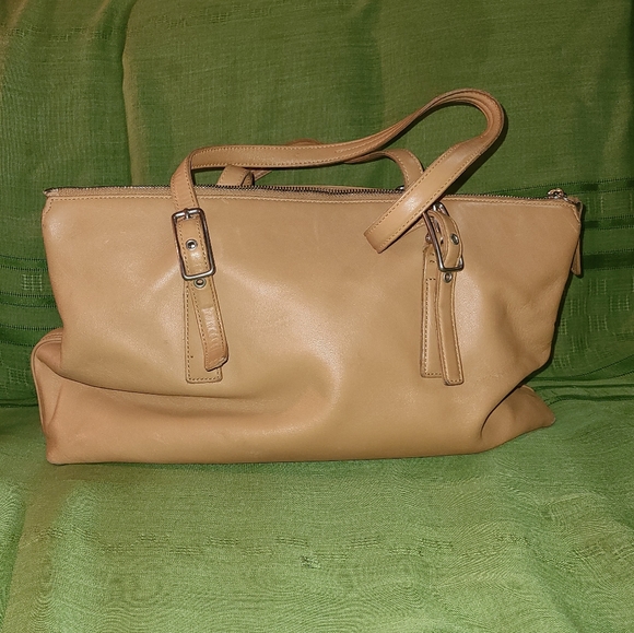 Coach Womens Tan Leather Inner Pockets Double Strap Hand Bag, No. A2D-9849 - Picture 3 of 7